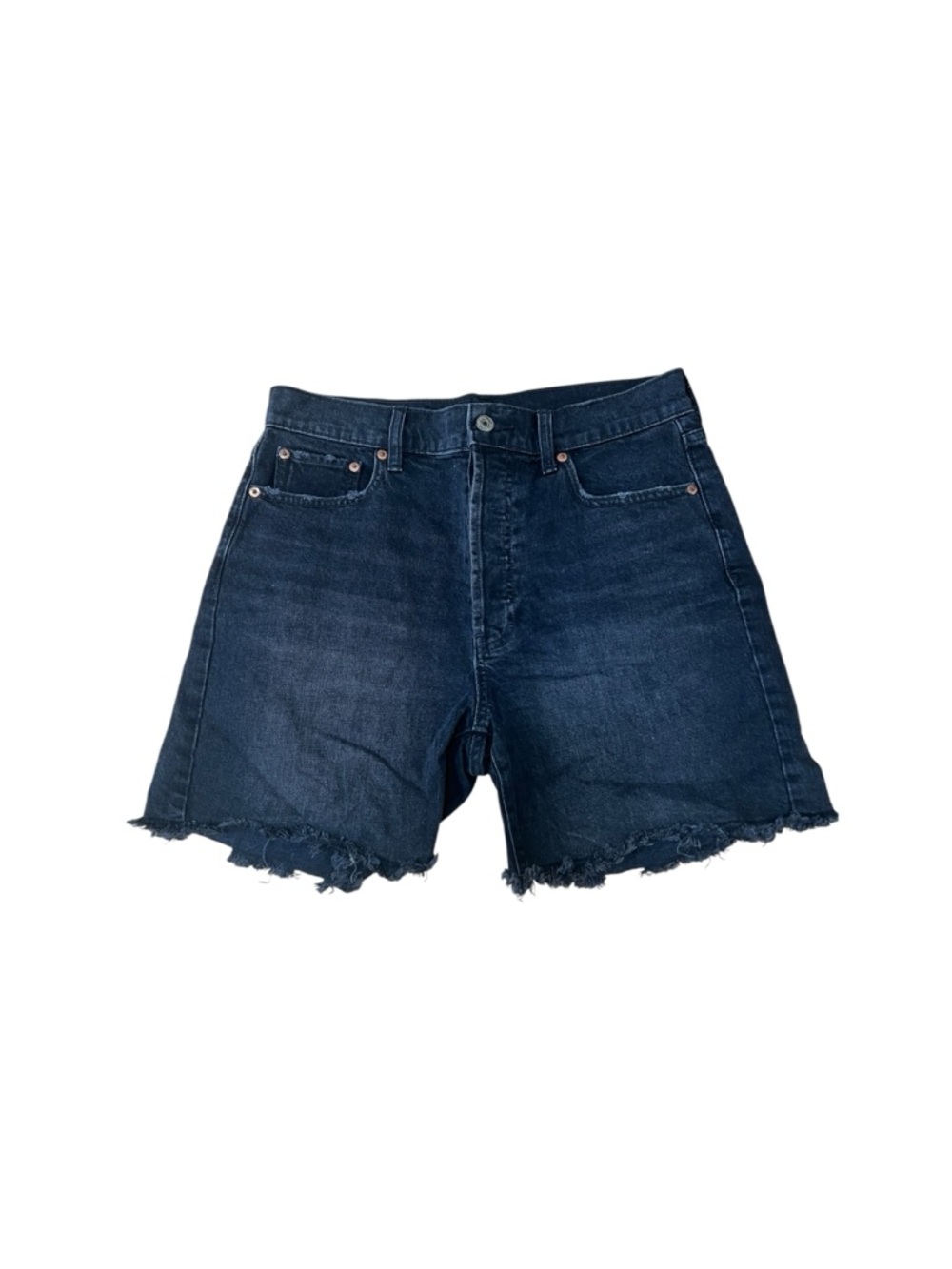 Gap High Rise Cheeky MIDI Short Black Denim Button Fly‎ Womens 29 8 Reg